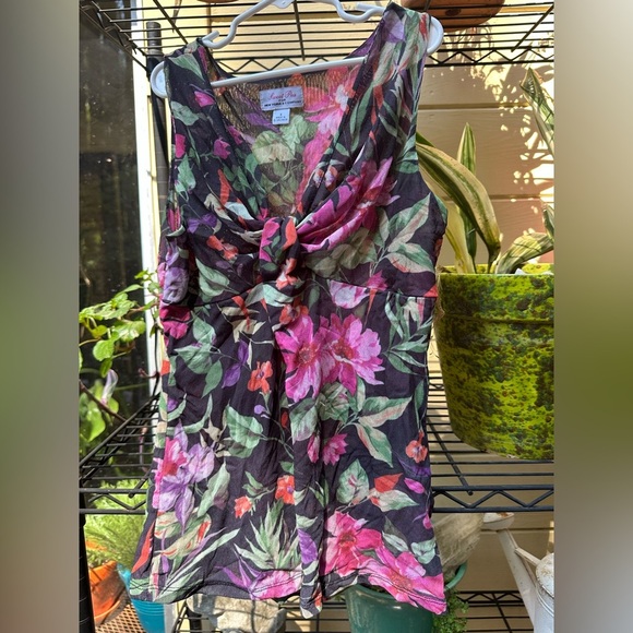 Sweet Pea Tops - SWEET PEA For New York & Co. Pink Y2K  Floral Tank Top Size Small Vintage